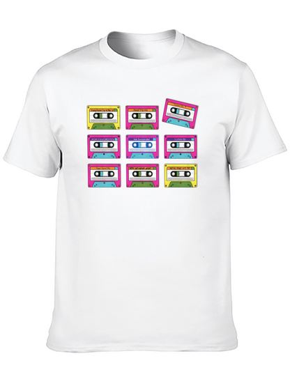 Camiseta Negra con Diseño Retro de Cassettes