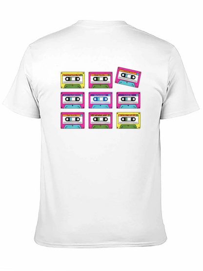 Camiseta Negra con Diseño Retro de Cassettes