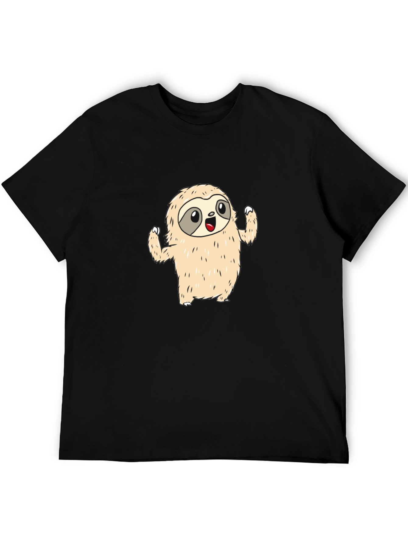 Camiseta Negra con Diseño de Perezoso Adorable