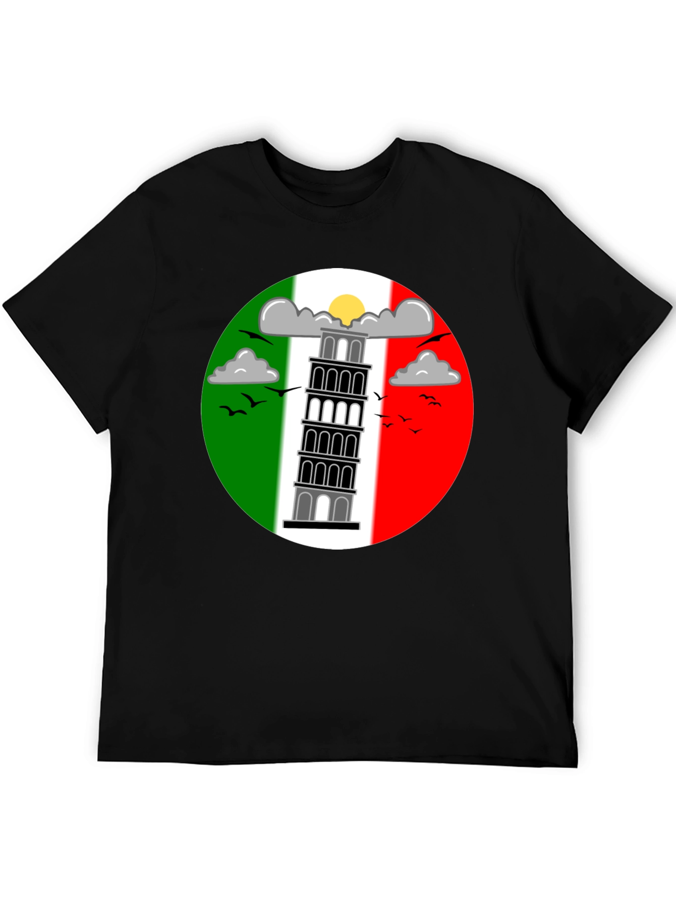 Camiseta Negra Torre de Pisa Italia