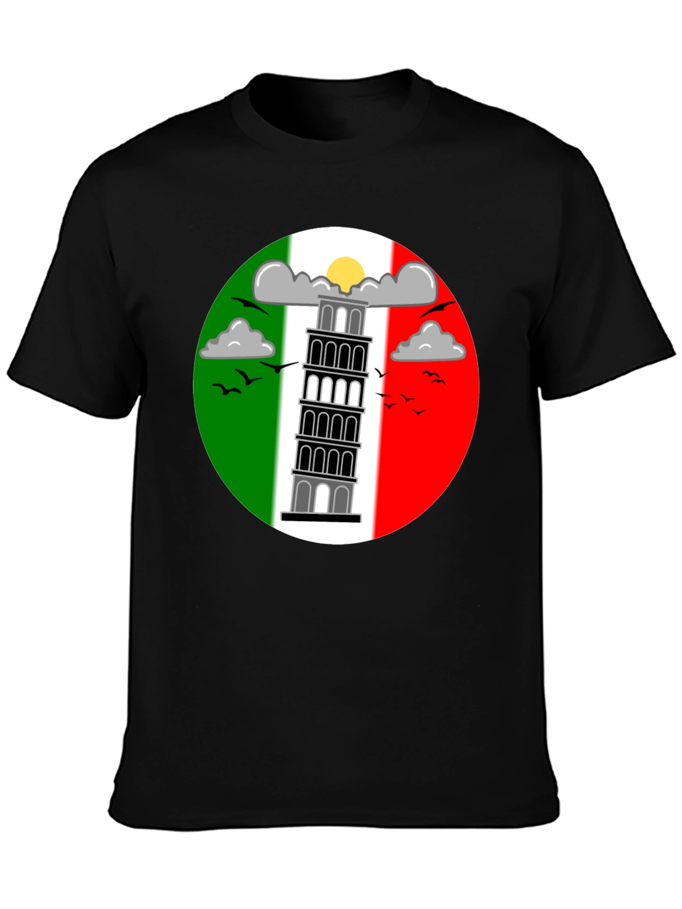 Camiseta Negra Torre de Pisa Italia