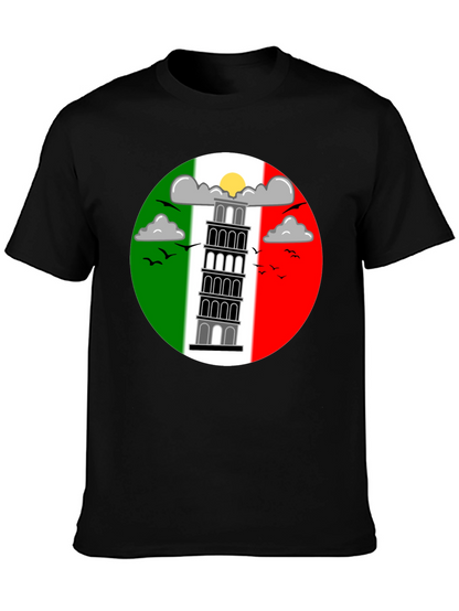 Camiseta Negra Torre de Pisa Italia