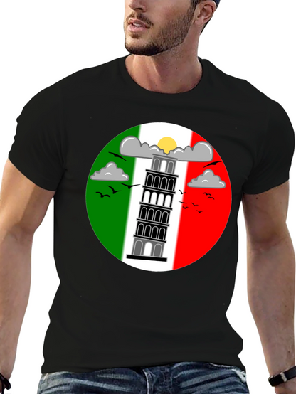 Camiseta Negra Torre de Pisa Italia