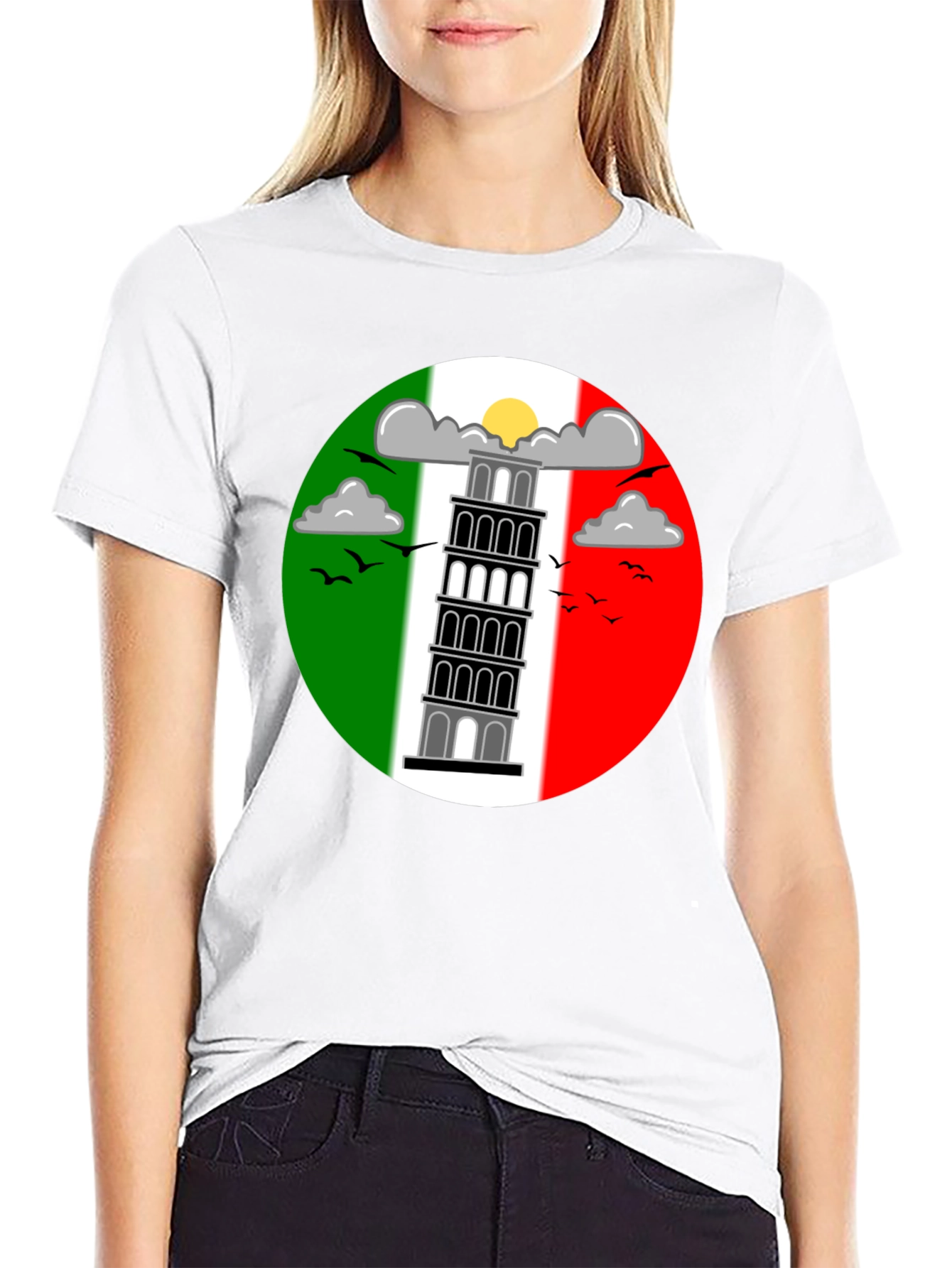 Camiseta Negra Torre de Pisa Italia