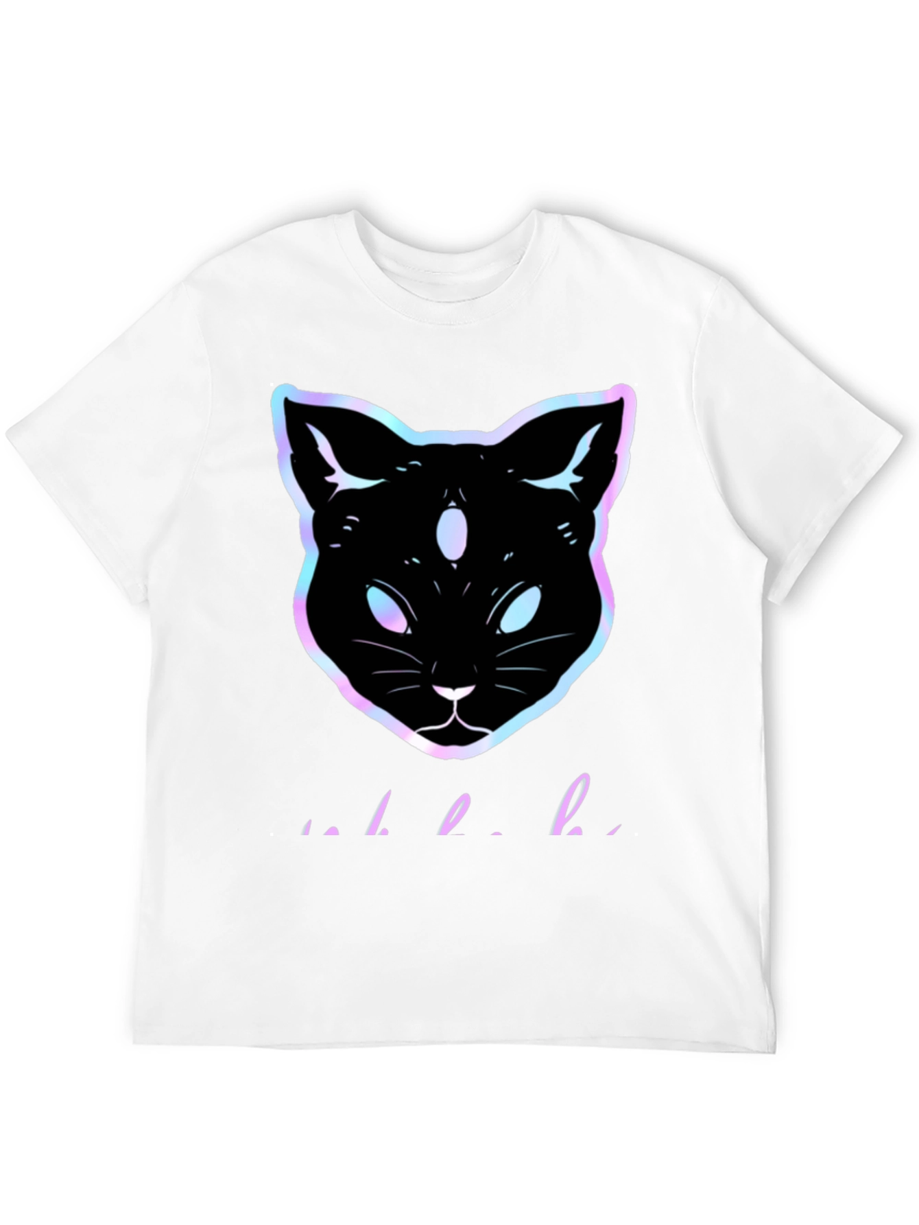Camiseta Negra con Gato Holográfico