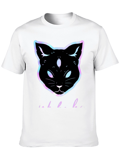 Camiseta Negra con Gato Holográfico