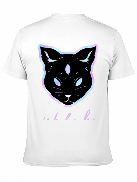 Camiseta Negra con Gato Holográfico