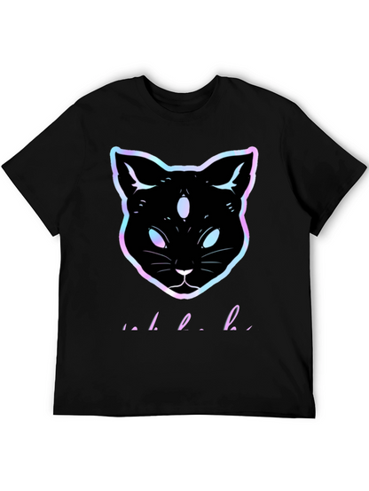 Camiseta Negra con Gato Holográfico