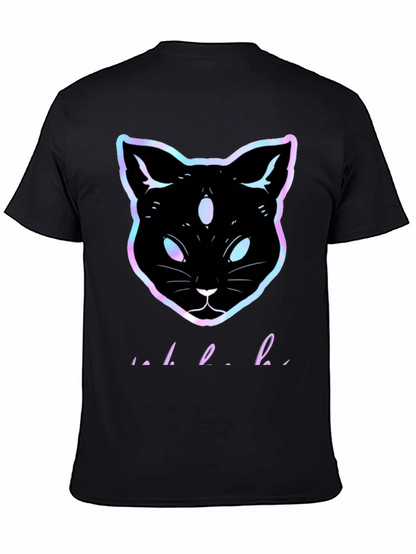 Camiseta Negra con Gato Holográfico