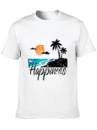 Camiseta Negra Estampada Happiness