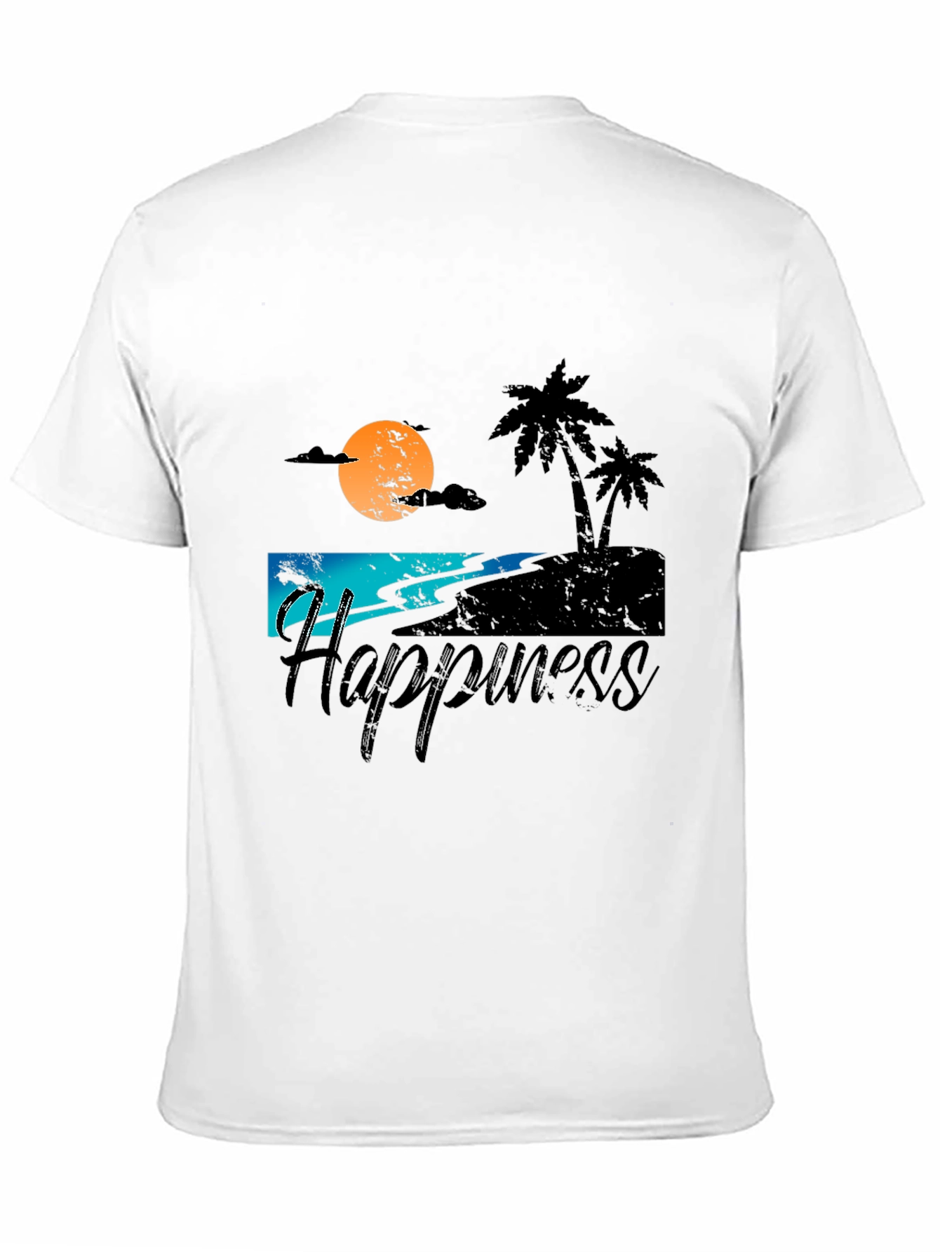 Camiseta Negra Estampada Happiness