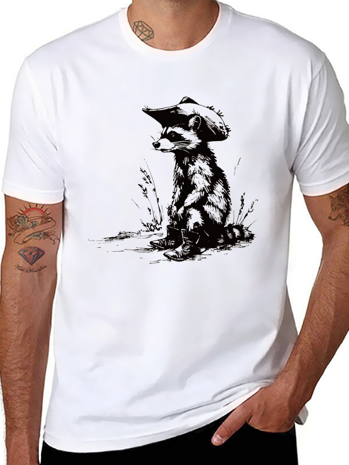 Camiseta Negra Raccoon Vaquero