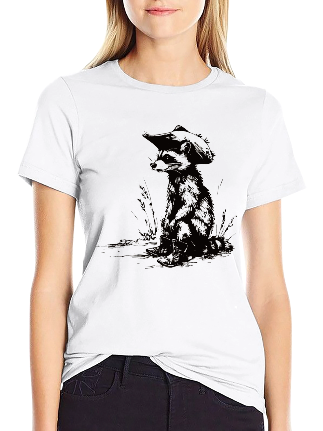 Camiseta Negra Raccoon Vaquero