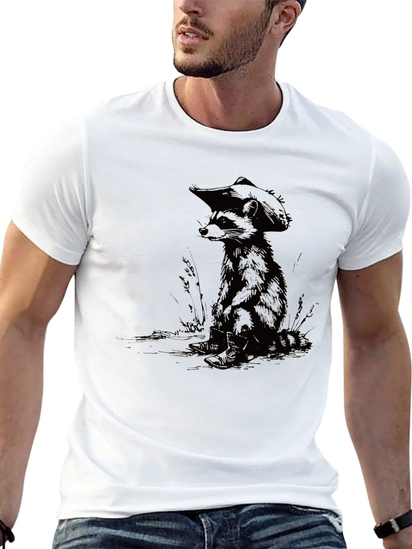 Camiseta Negra Raccoon Vaquero