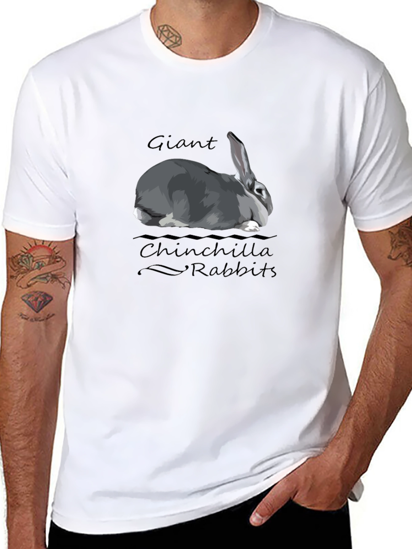 Camiseta Negra Conejo Chinchilla Gigante