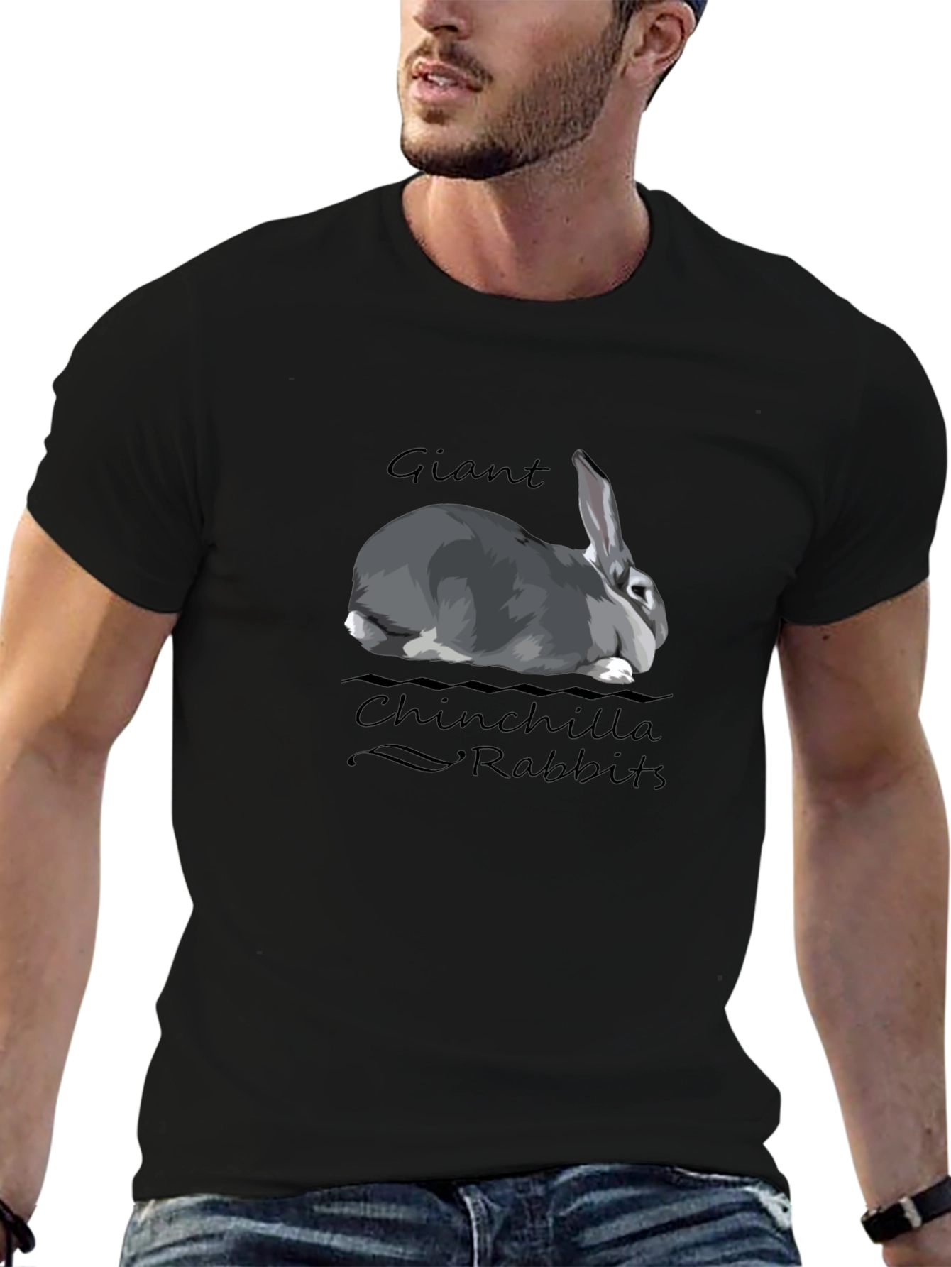 Camiseta Negra Conejo Chinchilla Gigante