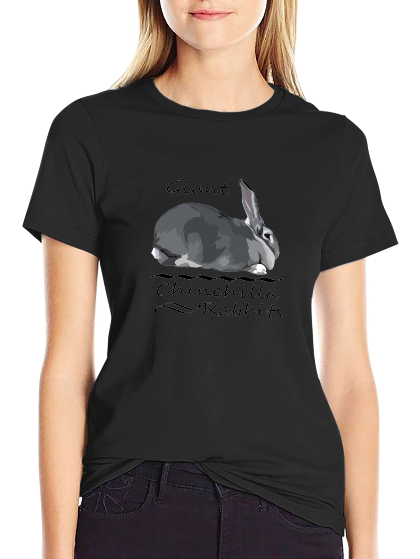 Camiseta Negra Conejo Chinchilla Gigante