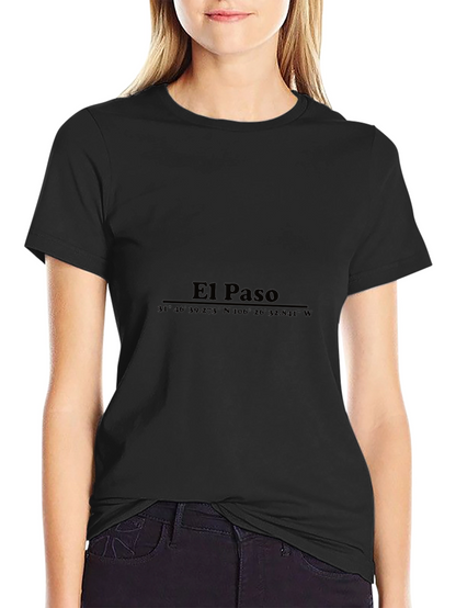 Camiseta Negra El Paso Texas Coordenadas