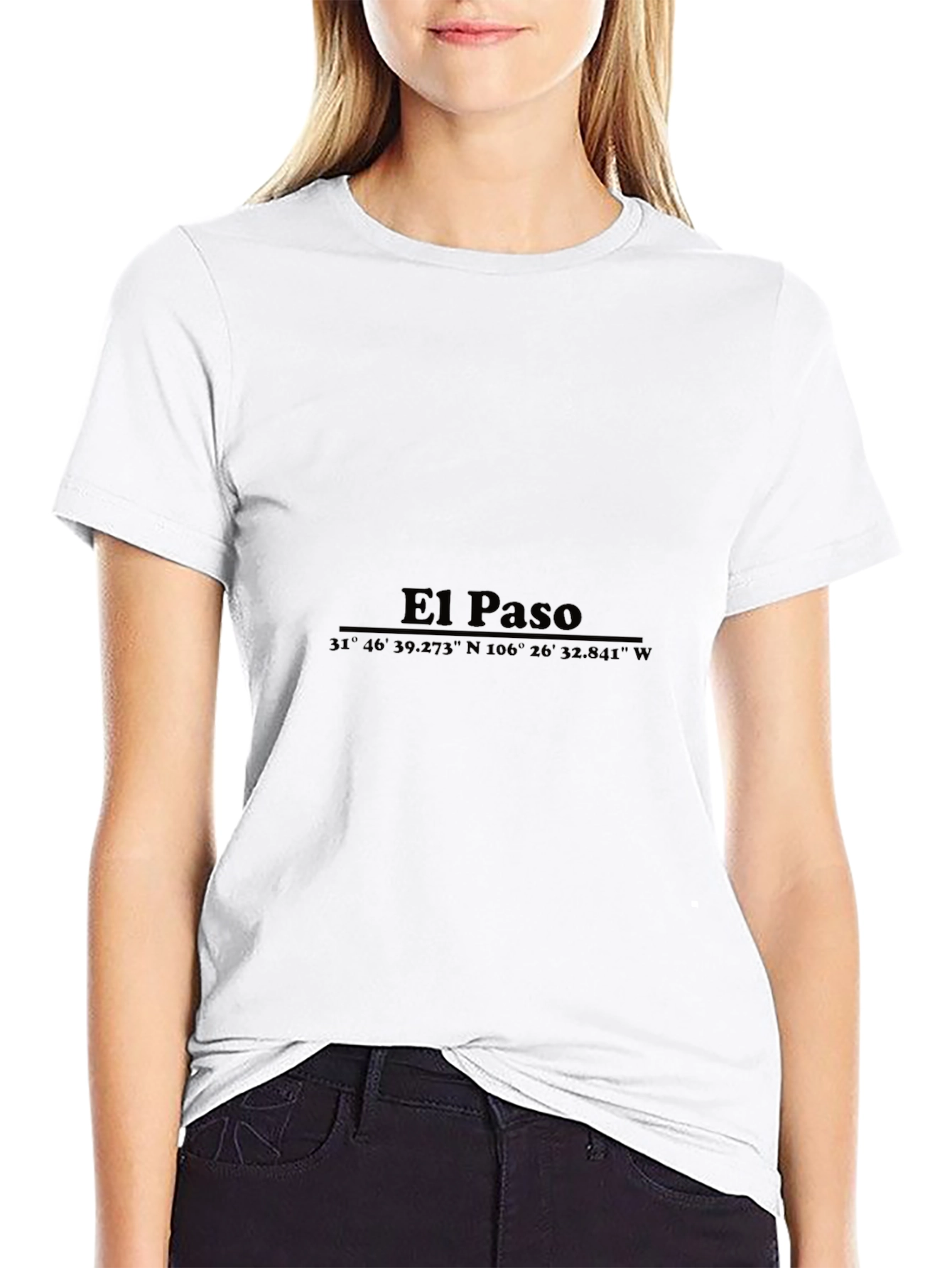 Camiseta Negra El Paso Texas Coordenadas
