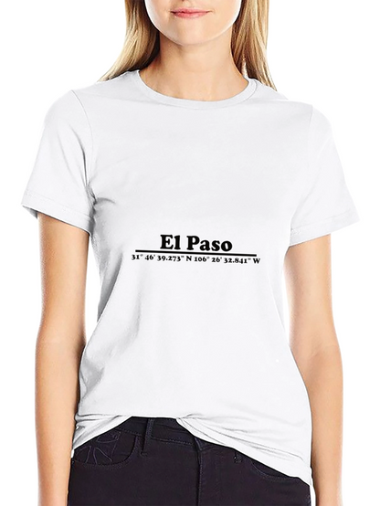 Camiseta Negra El Paso Texas Coordenadas