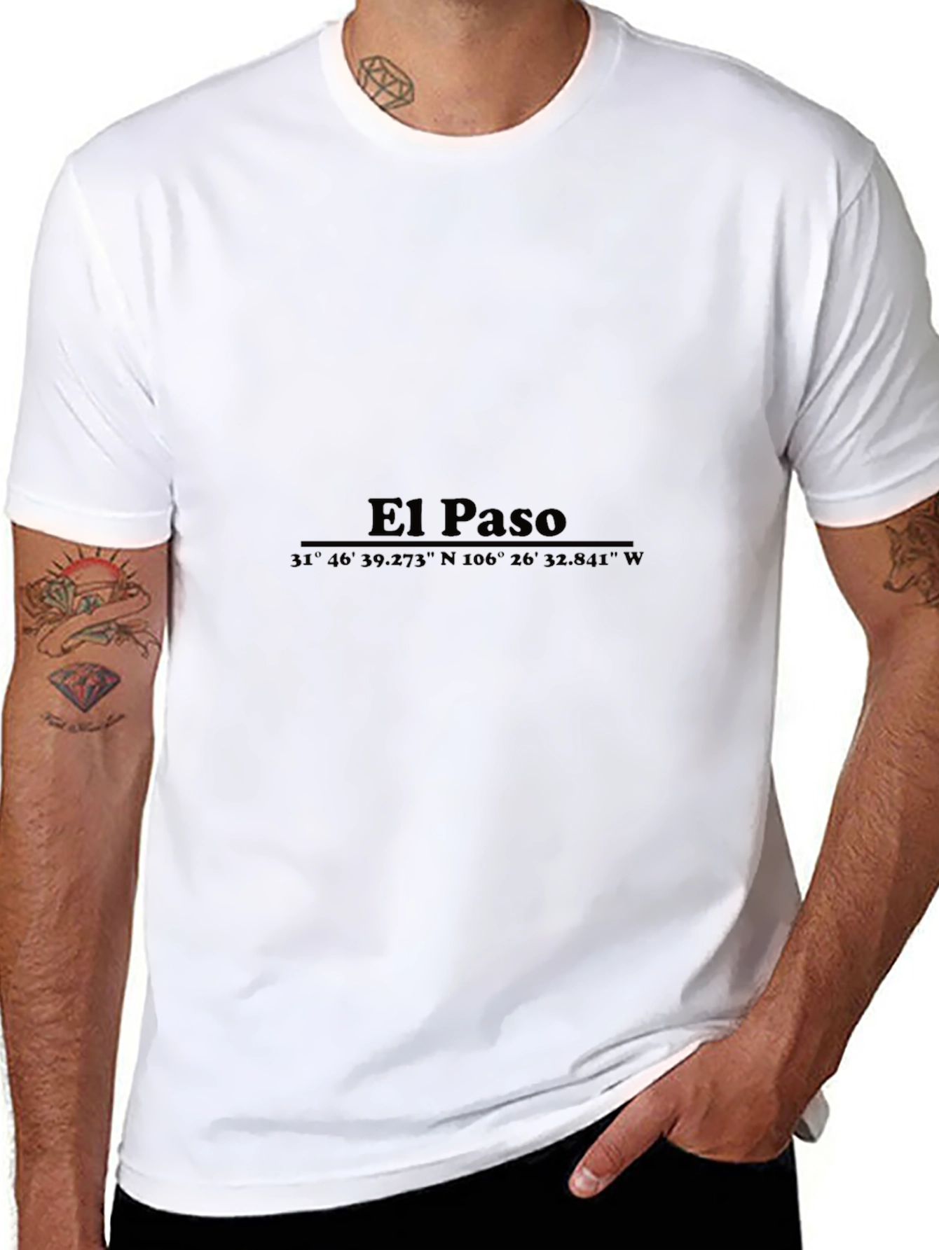 Camiseta Negra El Paso Texas Coordenadas