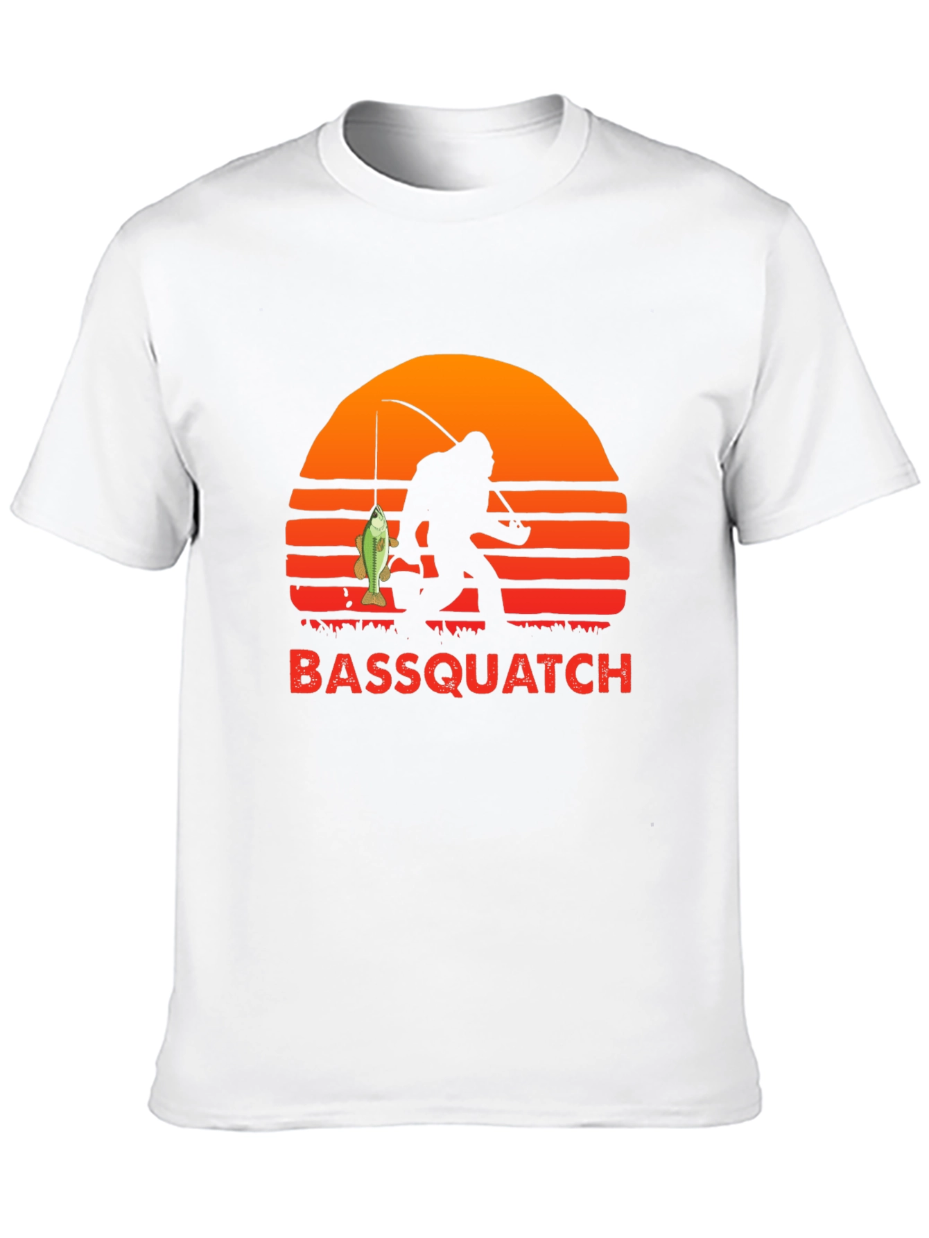 Camiseta Bassquatch: Bigfoot Pescador al Atardecer