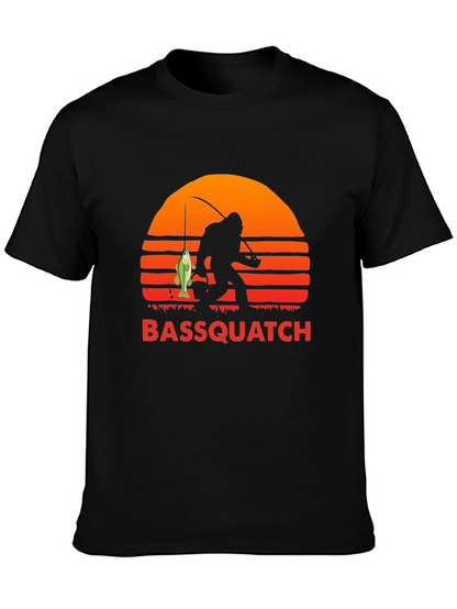 Camiseta Bassquatch: Bigfoot Pescador al Atardecer