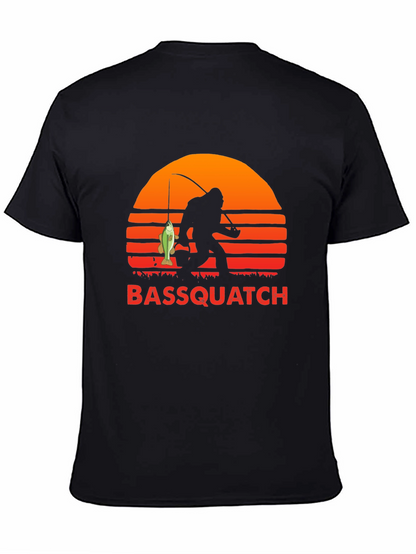 Camiseta Bassquatch: Bigfoot Pescador al Atardecer
