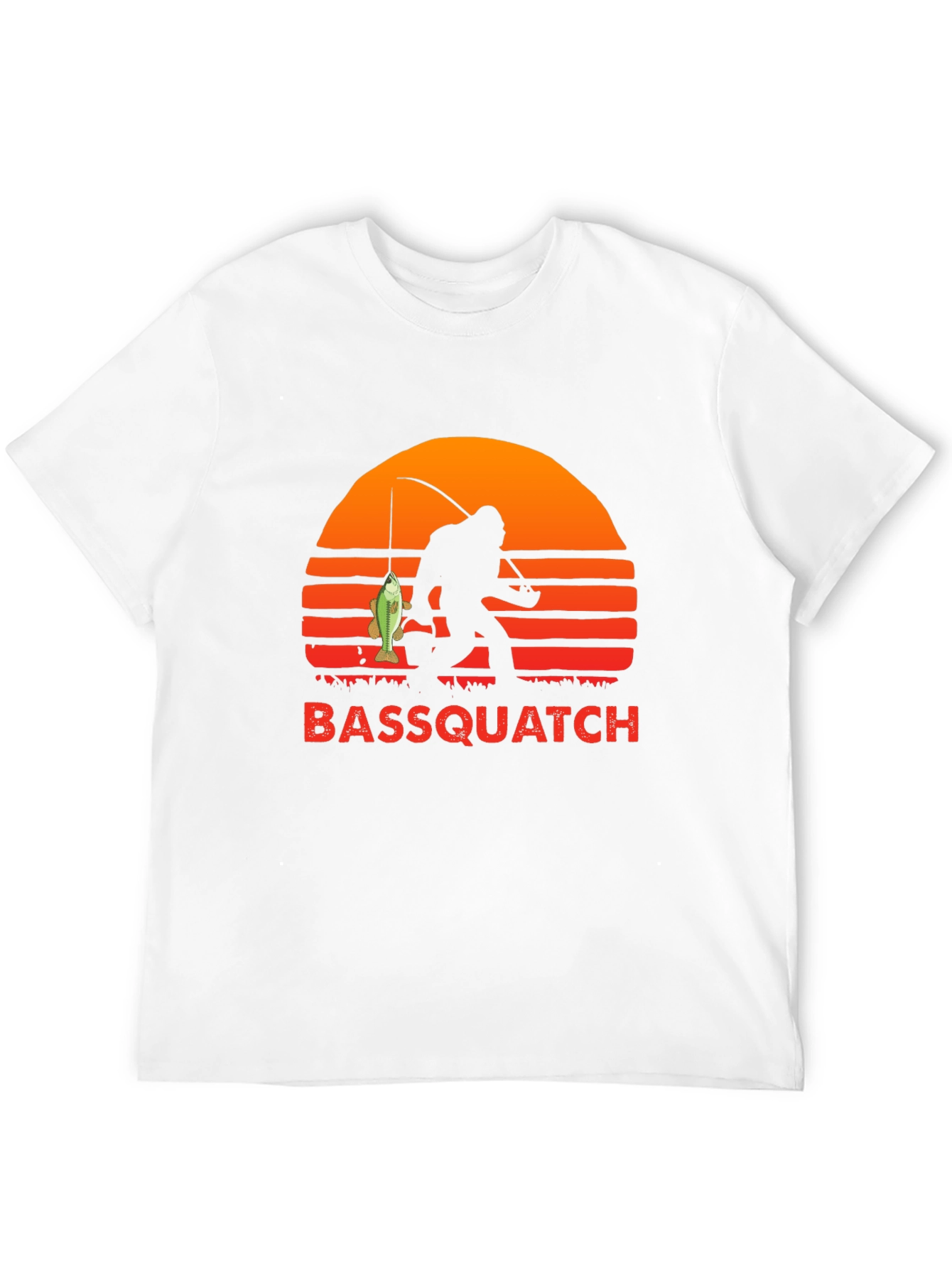 Camiseta Bassquatch: Bigfoot Pescador al Atardecer