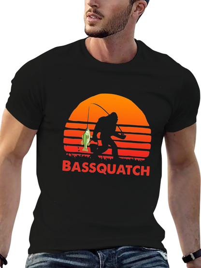 Camiseta Bassquatch: Bigfoot Pescador al Atardecer