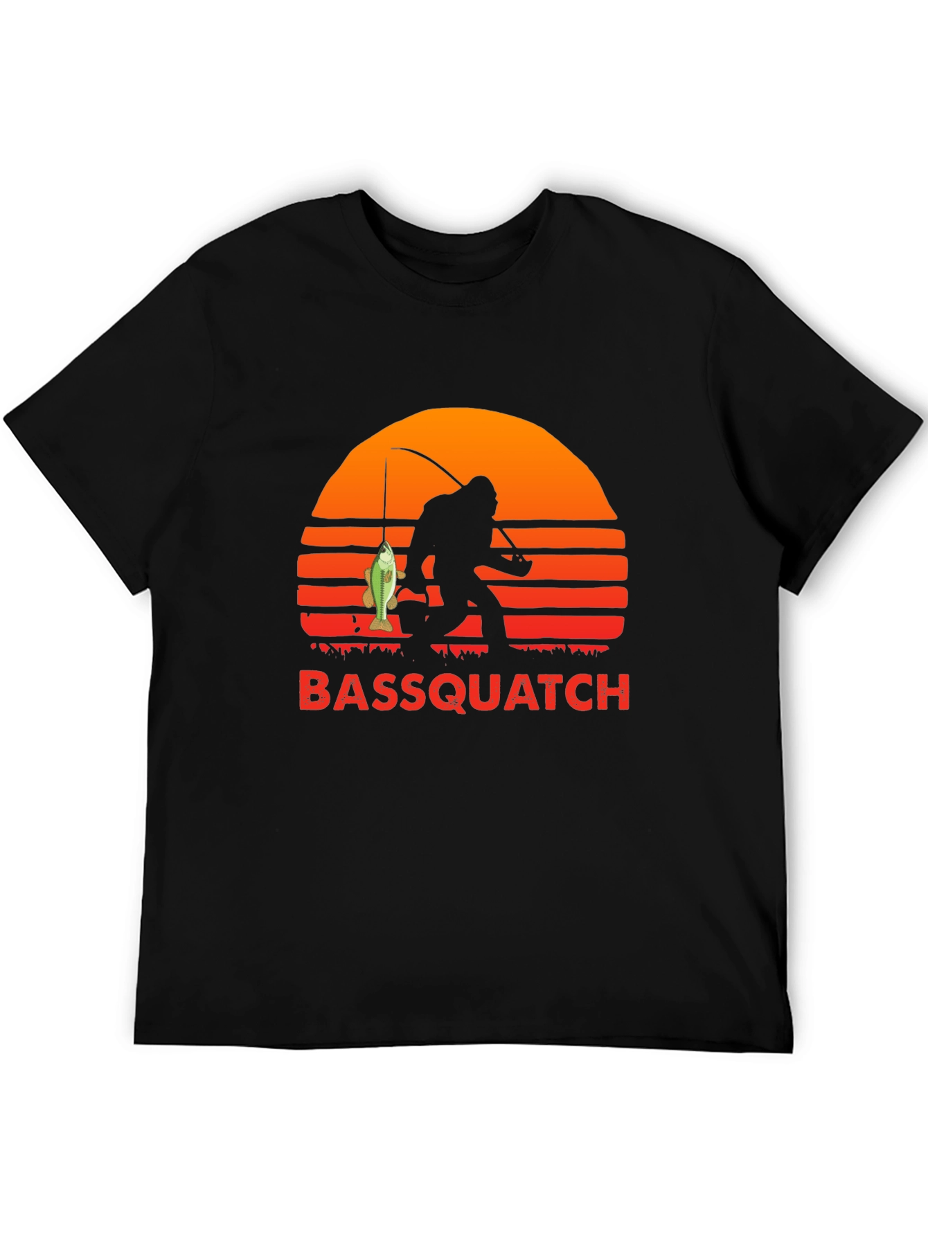 Camiseta Bassquatch: Bigfoot Pescador al Atardecer