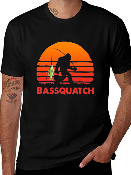 Camiseta Bassquatch: Bigfoot Pescador al Atardecer