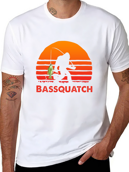 Camiseta Bassquatch: Bigfoot Pescador al Atardecer