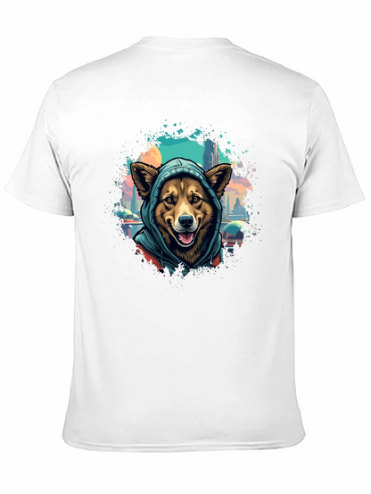 Camiseta Negra con Diseño de Perro con Capucha
