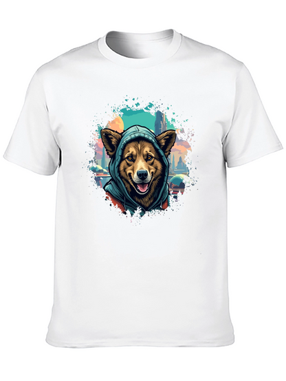 Camiseta Negra con Diseño de Perro con Capucha