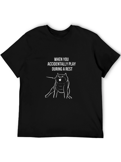 Camiseta Negra Divertida con Diseño de Perro Músico