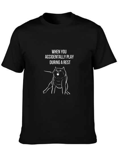 Camiseta Negra Divertida con Diseño de Perro Músico