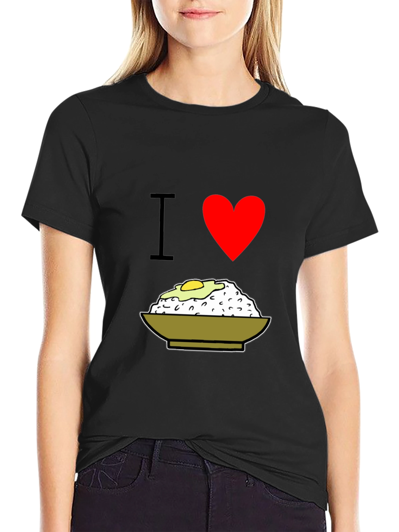 Camiseta Negra I ❤️ Arroz con Huevo