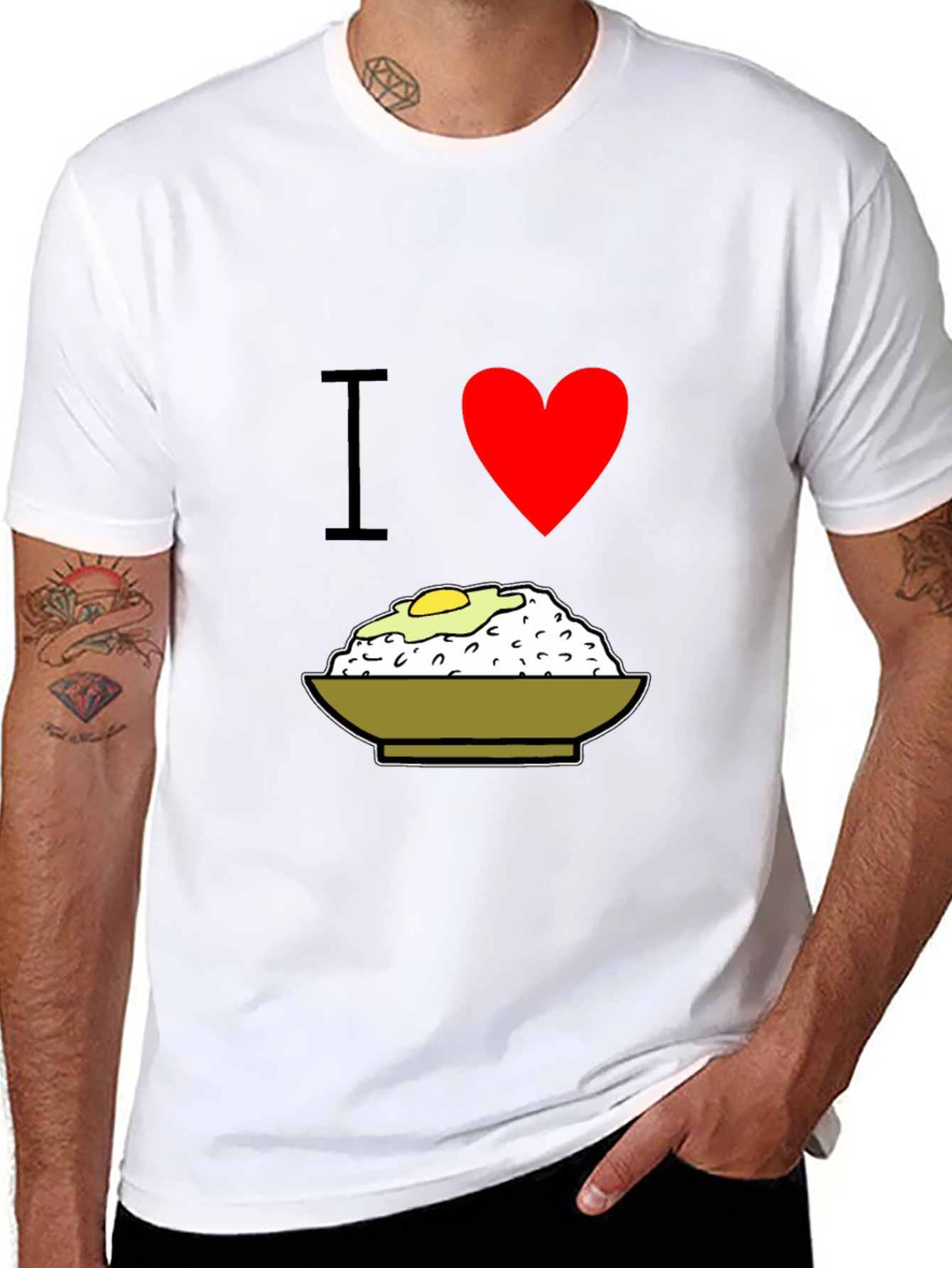 Camiseta Negra I ❤️ Arroz con Huevo