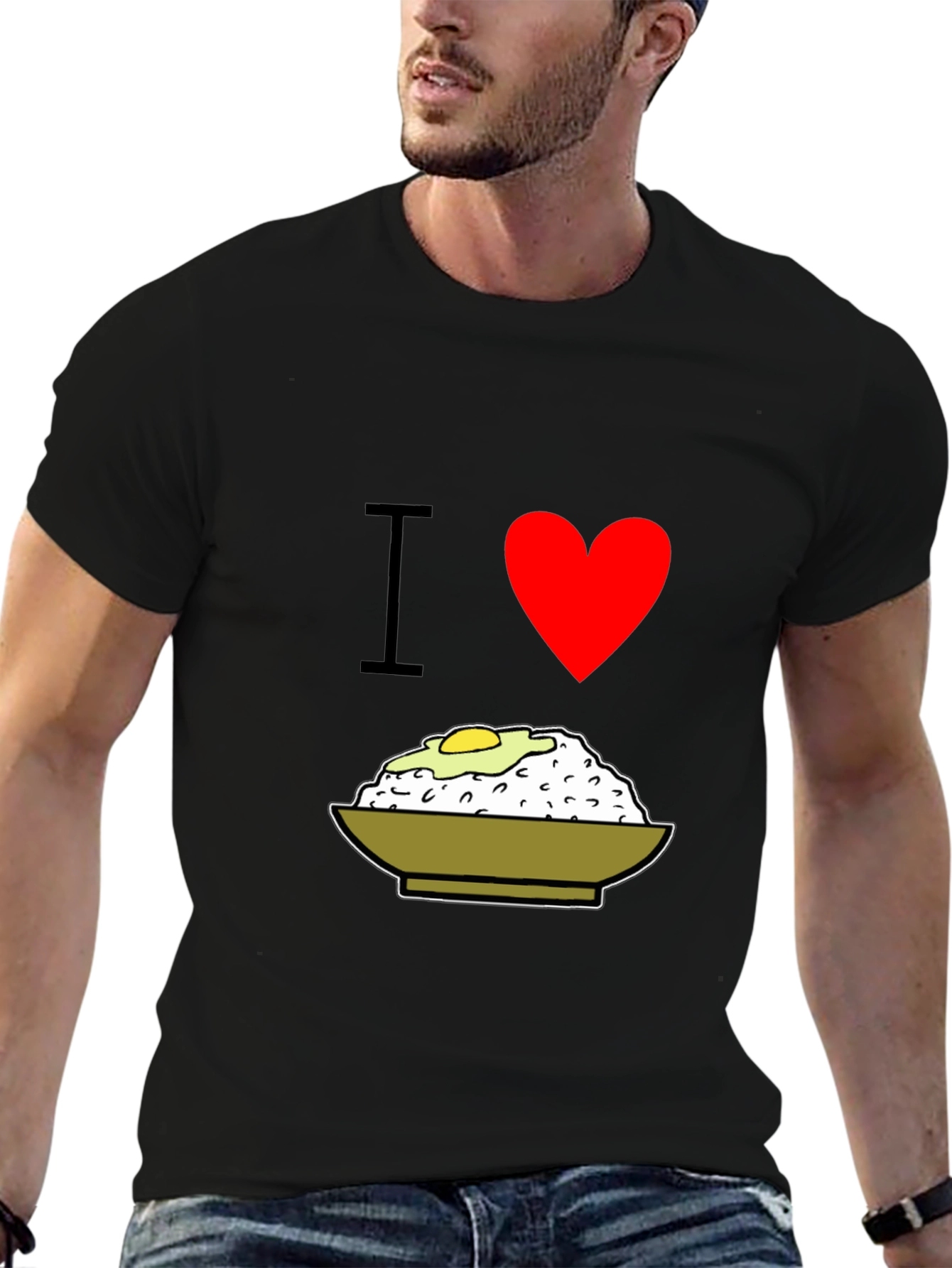Camiseta Negra I ❤️ Arroz con Huevo