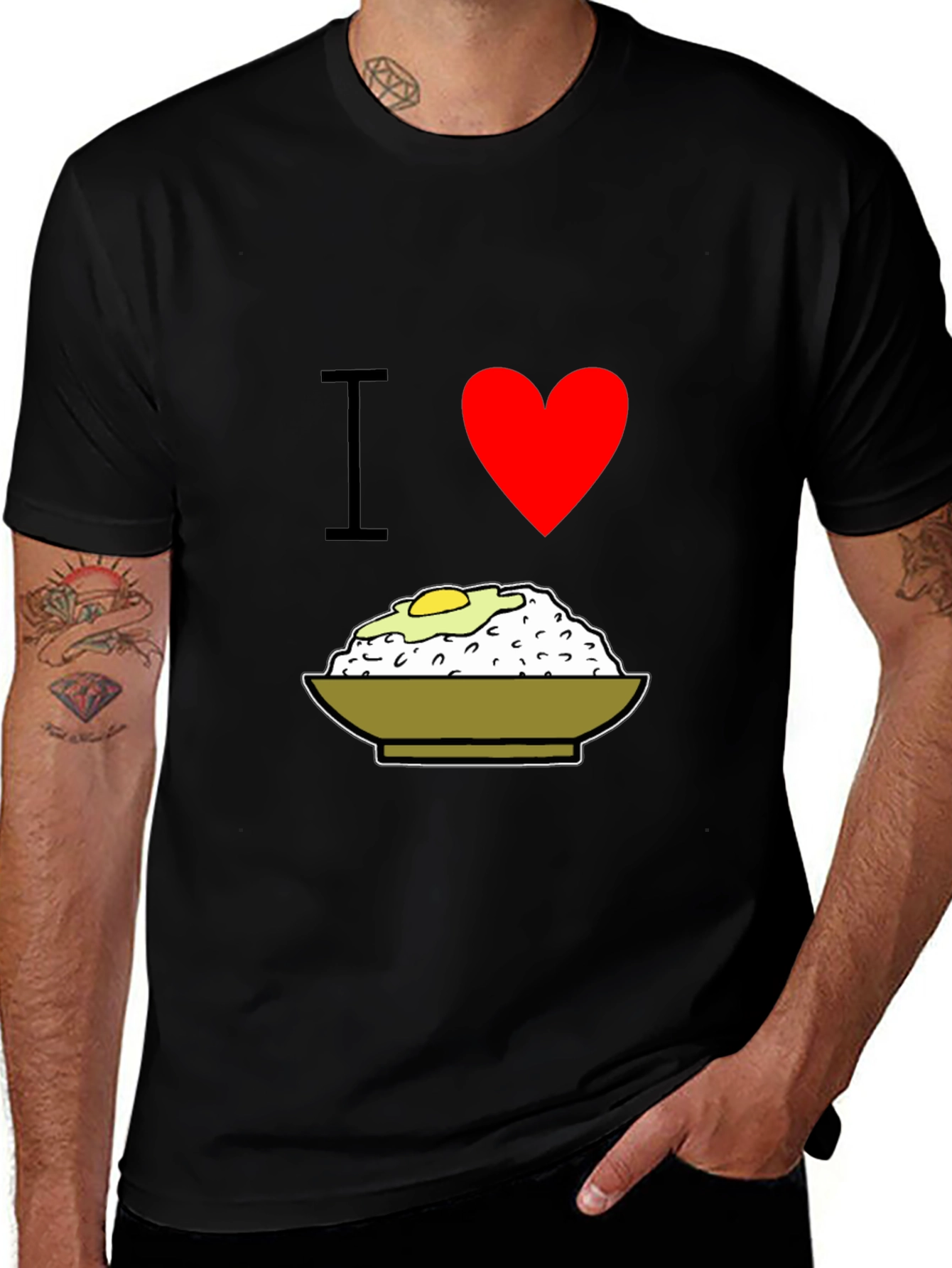 Camiseta Negra I ❤️ Arroz con Huevo
